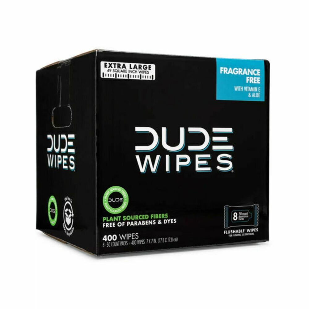 DUDE Wipes XL Flushable Wipes Fragrance Free 8 Packs 400 Count Mega Value